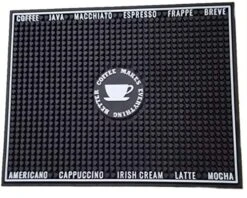Premium Coffee Bar Mat - Non-Slip, Absorbent, And Multi-Purpose - Heavy Duty Commercial Grade Rubber - Perfect Spill Mat And Placemat For Countertop And Bar Area - Designed In USA - 18"x14" (Black)