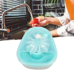 Jeanoko Salad Spinner Manual Operation Effective Cleaning Drying Vegetable Drainer Vegetable Dryer Lettuce Spinner For Home Kitchen Restaurant Using (Sky Blue) -Peugeot Shop 51KLwCVbgBL 2
