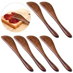 6 Pack Wooden Butter Knife, FindTop 6 Inch Condiment Knives Wood Super Handy Kitchen Utensils Peanut Jelly Spreader