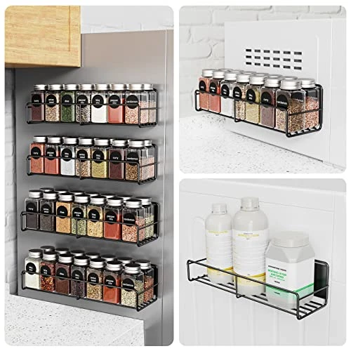 Mystozer 4 Pack Magnetic Spice Rack Organizer, Space Saver For Refrigerator And Microwave Oven, Metal Fridge Shelf, Black 4 Mystozer 4 Pack Magnetic Spice Rack Organizer, Space Saver For Refrigerator And Microwave Oven, Metal Fridge Shelf, Black - Image 4