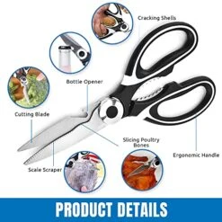 Kitchen Scissors Heavy Duty Sharp Herb Scissors, Multipurpose Cooking Scissors, Utility Stainless Steel Scissor, Kitchen Shears For Chicken Poultry Fish Meat Vegetables Herbs BBQ Nuts (Black & White) 7 Kitchen Scissors Heavy Duty Sharp Herb Scissors, Multipurpose Cooking Scissors, Utility Stainless Steel Scissor, Kitchen Shears For Chicken Poultry Fish Meat Vegetables Herbs BBQ Nuts (Black & White) -Peugeot Shop 51KU4Cu7wjL