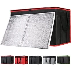1-Pack Insulated Food Delivery Bag With Hard Bottom, XXX-Large Commercial Food Warmers For Uber Eats/Doordash, Black-Red Edge
