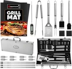 23pc Must-Have BBQ Grill Accessories Set With Thermometer In Case - Stainless Steel Barbecue Tool Set With 2 Grill Mats For Backyard Outdoor Camping - Best Grill Gift For On Birthday -Peugeot Shop 51Kc8caUWwL. AC
