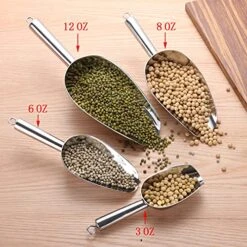Metal Ice Scoop 6 Ounces, Small Stainless Steel 8.25 Inch Food Scoops For Kitchen Party Bar Wedding, Heavy Duty & Anti Rust, Superb Mirror Polish Surface, Easy Clean & Dishwasher Safe. By Kenbutsu. -Peugeot Shop 51KcxCi6QbS