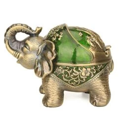 Elephant Decorative Ashtray With Lid For Cigarettes Metal Smoking Ash Tray Ashtrays For Smoker Windproof Cigarette Ashtrays For Outdoor Indoor Fancy Gift For Men Women Weed Smokers (Dark Green)