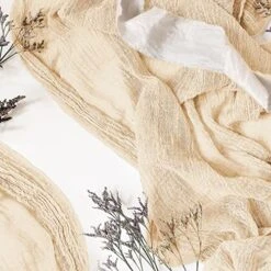 4 Pieces Gauze Cheesecloth Table Runner Cheese Cloth Runner For Wedding Tablecloth Boho Rustic Event Centerpiece Runner For Reception Bridal Shower Birthday Table Decor (Light Brown, 35 X 157 Inch) -Peugeot Shop 51KktMkZi0L