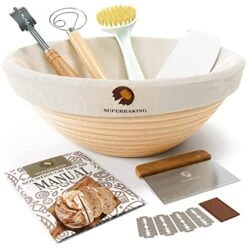 Banneton Bread Proofing Basket Set, Round 9" Banneton Basket Sourdough Bread Baking Supplies, Sourdough Proofing Basket For Bread Making Tools Supplies, Artisan Bread Kit, Gifts For Bakers
