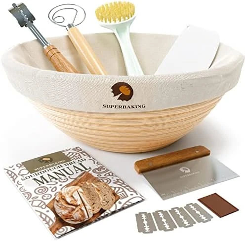 Banneton Bread Proofing Basket Set, Round 9" Banneton Basket Sourdough Bread Baking Supplies, Sourdough Proofing Basket For Bread Making Tools Supplies, Artisan Bread Kit, Gifts For Bakers 10 Banneton Bread Proofing Basket Set, Round 9" Banneton Basket Sourdough Bread Baking Supplies, Sourdough Proofing Basket For Bread Making Tools Supplies, Artisan Bread Kit, Gifts For Bakers - Image 10
