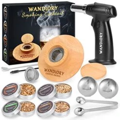 Fathers Day Whiskey Gifts For Men, Cocktail Smoker Kit, WANDiORY Original Bourbon Tequila Drink Smoker Infuse Kit Includes 2 Whiskey Ice Stones, Birthday Gifts For Dad/Him/Father/Husband（No Butane）