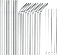 Wholesale 25 Piece Set Stainless Steel Straws Long 8.5 Inch Drinking Metal Straws Reusable Drinking Straws For 20 OZ (10 Straight | 10 Bent | 5 Brushes) -Peugeot Shop 51KtLvHcYhL. AC