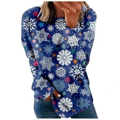 Pullover Sweatshirts For Women Fall Long Sleeve Loose Tops Christmas Print Fashion Sweatshirts Pullover Top Fall Clothes