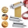 Pasta Attachment For KitchenAid Stand Mixer, 3 Piece Pasta Rollar & Cutter Set Included Pasta Sheet Roller, Spaghetti And Fettuccine Cutter, Stainless Steel Kitchenaid Pasta Attachment