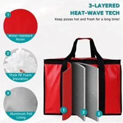 Cherrboll Insulated Pizza Delivery Bag, 20 By 20 By 14 -Inch, Commercial Grade Food Delivery Bag, Moisture Free (Red) -Peugeot Shop 51L3CJ8nZSL