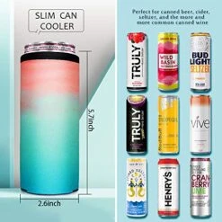 6 Skinny Can Coolers Slim Can Cooler For Slim Beer & Hard Seltzer, Skinny Beer Cans Coolie Skinny Insulators, Claw Can Cooler Sleeve Summer Daze -Peugeot Shop 51L6ixubH6L