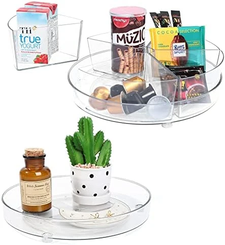 Lazy Susan Organizers, 4 Pack 10.6” Clear Lazy Susan Turntable For Kitchen, Cabinet, Fridge, Pantry, Countertop, Bathroom Storage 8 Lazy Susan Organizers, 4 Pack 10.6” Clear Lazy Susan Turntable For Kitchen, Cabinet, Fridge, Pantry, Countertop, Bathroom Storage - Image 8