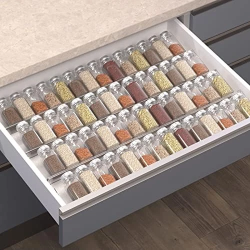 Jadehom Spice Drawer Organizer, 4Tier Clear Acrylic Expandable From 13" To 26" Seasoning Jars Drawer Insert, Kitchen Drawer Spice Rack Tray For Cabinet/Countertop 7 Jadehom Spice Drawer Organizer, 4Tier Clear Acrylic Expandable From 13" To 26" Seasoning Jars Drawer Insert, Kitchen Drawer Spice Rack Tray For Cabinet/Countertop - Image 7