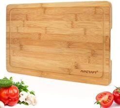 Organic Bamboo Cutting Board With Handle, Wood Serving Board With Handle, Ideal Cutting Board For Kitchen, Best Chopping Board For Vegetables, Meat, Cheese, Butcher Block (17X12 With Handle) -Peugeot Shop 51LCGK3trBL. AC