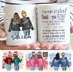 Custom Sister Mug From Sister, Sister Coffee Mug With Names, Personalized Sisters Cups, Christmas Or Birthday Gifts For Sister From Sister, Sister Moving Away Mug, 11 Or 15 Oz -Peugeot Shop 51LCSxrQqnL. AC