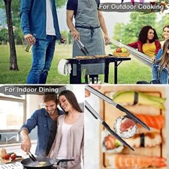 Itchen Tongs Set 9 Inch & 12 Inch, Cooking Tongs With Silicone Tips And Stainless Steel Handle, Non Stick Heat Resistant Tongs For Cooking, Buffet, Salad Serving (9"+12", Black) -Peugeot Shop 51LEZtdmquL