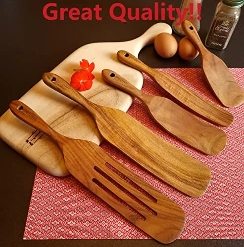 Wooden Cooking Spoons Spurtles Kitchen Tools As Seen On TV Premium Teak Wooden Spurdle. (5pcs) 3 Wooden Cooking Spoons Spurtles Kitchen Tools As Seen On TV Premium Teak Wooden Spurdle. (5pcs) - Image 3