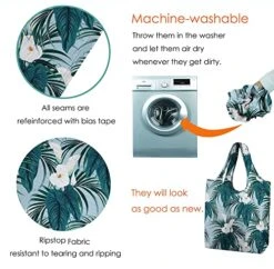 BeeGreen Rose Daisy Ginkgo Lotus Reusable Grocery Bags Foldable Bulk 12 Pack Wholesale, Flower Reusable Shopping Bags Extra Large 50LBS Heavy Duty, Machine Washable Reusable Bags For Groceries -Peugeot Shop 51LMnKd7fJL