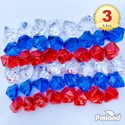 Patriotic Acrylic Ice Rocks Crystals Gems ~550 Pcs 3 Lbs Bulk Bag For Vase Filler Table Scatter Party Wedding Arts Crafts Decoration Display Idea -Red Blue Clear Blend -Peugeot Shop 51LN1CZg7bL