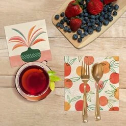 Fanciful Fronds By Kristian Gallagher Beverage Napkins, Paper Everyday Cocktail Napkins, 10 In X 10 In (40 Pack) -Peugeot Shop 51LR1Teuj1L