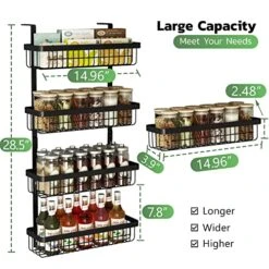 Warome Magnetic Spice Rack, Large Magnetic Shelf For Refrigerator, 4 Pack Super Strong Magnetic Fridge Organizer For Kitchen Organization And Storage, Metal Seasoning Organizer With Utility Hooks -Peugeot Shop 51LRt3ystXL