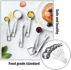 Molecee Measuring Spoons Set Stainless Steel - 7 Pieces Kitchen Aid Metal Spoons Includes Teaspoon And Tablespoon Engraved With Leveler And Ring Holder, Measuring Tiny Dry And Liquid Ingredients -Peugeot Shop 51LVmztvSaL