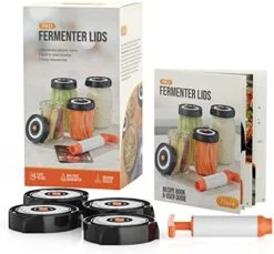 Fermentation Lids - Home Fermentation Kit With 4 Wide Mouth Fermenting Lids With Airlocks, Oxygen Extraction Pump, Ideal For Sauerkraut, Kimchi, Pickles & Fermented Vegetables -Peugeot Shop 51LX8ISdVjL. AC