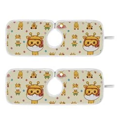 Kcldeci 2 Pack Faucet Mat Splash Guard For Kitchen Sink,Cute Giraffe Cartoon 30x5 Inch Faucet Handle Drip Catcher Tray Absorbent Mat Fast Dry Mat For Kitchen, Bathroom