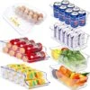 Plastic Refrigerator Organizer Bins, 7 Packs Refrigerator Organizer Bins 2 Large&4 Medium Food Storage Bins And 1 Egg Holder For Freezer, Kitchen Cabinet, Pantry Organization And Storage, BPA Free