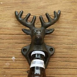 Wall Mounted Bottle Opener, Cast Iron Cool Deer Head Bottle Opener, Beer Coke Beverage Bottle Cap Opener, Vintage Rustic Style Wall Hanging Opener, Bar Farmhouse Wall Ornament, Practical Gift -Peugeot Shop 51LdHJKuLRL