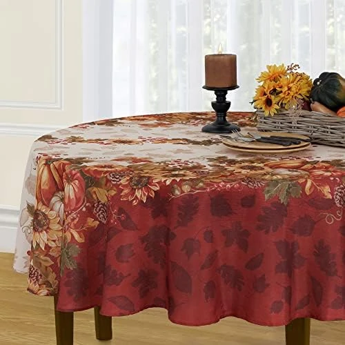 Swaying Leaves Bordered Fall, Seasonal And Holiday Tablecloth, 60" X 102" Oblong/Rectangle, Multi 7 Swaying Leaves Bordered Fall, Seasonal And Holiday Tablecloth, 60" X 102" Oblong/Rectangle, Multi - Image 7