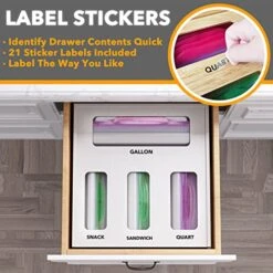 Bag Storage Organizer For Kitchen Drawer, Bamboo Organizer, Compatible With Gallon, Quart, Sandwich And Snack Variety Size Bag (1 Box 4 Slots), White 9 Bag Storage Organizer For Kitchen Drawer, Bamboo Organizer, Compatible With Gallon, Quart, Sandwich And Snack Variety Size Bag (1 Box 4 Slots), White -Peugeot Shop 51LlWThK5uL