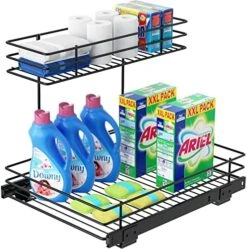 AHNR Pull Out Cabinet Organizer, 2-Tier Under Sink Slide Out Kitchen Cabinet Storage Shelves With Sliding Storage Drawer For Cabinet - 12.6W X 16.5D X 13H, Request At Least 13" Cabinet Opening -Peugeot Shop 51Lx7Xw2cYL. AC