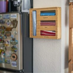 Bamboo Ziplock Bag Storage Organizer, Magnetic Sliding Lid, Ziplock Bag Organizer For Kitchen Drawer, Plastic Bag Organizer, Home Organization, Organizers And Storage For Snack Bags -Peugeot Shop 51MDLqistHL