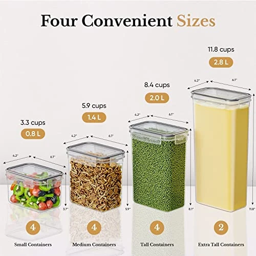 Airtight Food Storage Containers With Lids For Kitchen Organization 14 PC - Plastic Kitchen Storage Containers For Pantry Organization And Storage - Cereal, Rice, Pasta, Flour And Sugar Containers 2 Airtight Food Storage Containers With Lids For Kitchen Organization 14 PC - Plastic Kitchen Storage Containers For Pantry Organization And Storage - Cereal, Rice, Pasta, Flour And Sugar Containers - Image 2