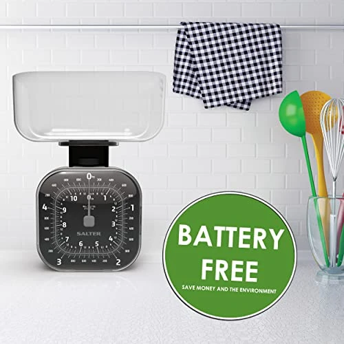 Salter Alter 124 BKSVDR Compact Mechanical Cube Kitchen Scale, 1.3L Dishwasher Safe Bowl, No Batteries Required, Metric/Imperial, Max. Weight 5KG/11lbs, Analogue Easy To Read Clock Face Style Scales, Black 2 Salter Alter 124 BKSVDR Compact Mechanical Cube Kitchen Scale, 1.3L Dishwasher Safe Bowl, No Batteries Required, Metric/Imperial, Max. Weight 5KG/11lbs, Analogue Easy To Read Clock Face Style Scales, Black - Image 2