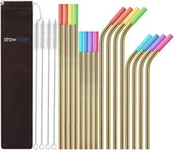 Set Of 16 Reusable Stainless Steel Straws With Travel Case Cleaning Brush Silicone Tips Eco Friendly Extra Long Metal Straws Drinking For 20 24 30 Oz Tumbler -Peugeot Shop 51MXA6C8I4L. AC