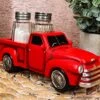Classic Old Fashioned Red Pickup Truck Figurine Holder For Glass Salt And Pepper Shakers Kitchen Decor Statue (S&P Shakers)