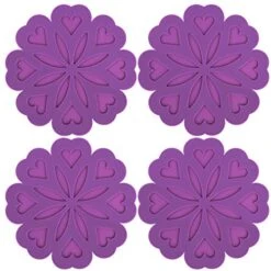 Silicone Coasters Trivet Mats For Hot Dishes, Pot Holders, Flexible Kitchen Trivets Pads For Table, Hot Pots And Pans (Set Of 4, Purple)
