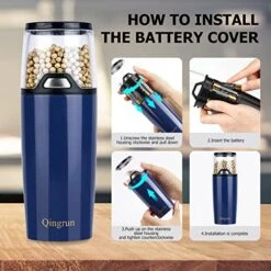 Electric Salt Or Pepper Grinder Is Provided With Button Control For Pepper Grinder,Battery-Powered Pepper Mill,One-Hand Operation And White Light.Adjustable Roughness Pepper Grinder.Blue -Peugeot Shop 51MhuOlG6zL