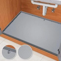 Under Sink Mat For [34" X 22"] Cabinet, Silicone Waterproof Mat, Kitchen Cabinet Liner Holds Over 2.2 Gallons, Cabinet Protector, Under Sink Tray For Drips, Leaks, Spills (Grey) -Peugeot Shop 51Mmi0UUVDL. AC