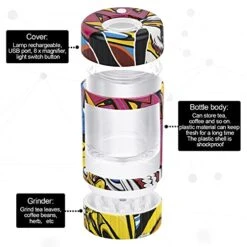 Light-Up Herb Grinder With Transparent Glass, LED Seal Storage Jars With 8x Magnifying Viewing , Herb Spice Storage Container Keep Herbs Dry And Fresh (pattern 2) -Peugeot Shop 51MoGNkeQsS