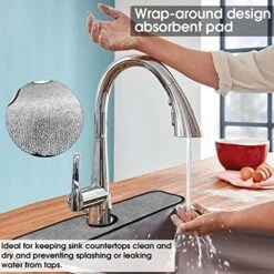 2 Pack Faucet Absorbent Mat, Grey Faucet Splash Catcher Microfiber Drying Mat Guard For Kitchen Sink, Water Drying Pads Behind Faucet For Countertop, Bathroom, RV (17.7x5.9'') -Peugeot Shop 51MtuhnFfmL