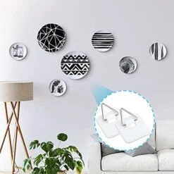 N/A 50Pcs Invisible Adhesive Plate Hanger, Vertical Plate Holders For Wall, Adhesive Plate Hanger Hooks For Plate Pictures Wall Decor (White,Sq) -Peugeot Shop 51N0LnFHXzL