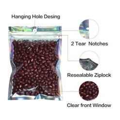 100 Pieces Smell Proof Bags Resealable Mylar Bags Clear Zip Lock Food Candy Storage Bags Holographic (4.13×5.9in, Glossy Laser) -Peugeot Shop 51N49UCEjEL