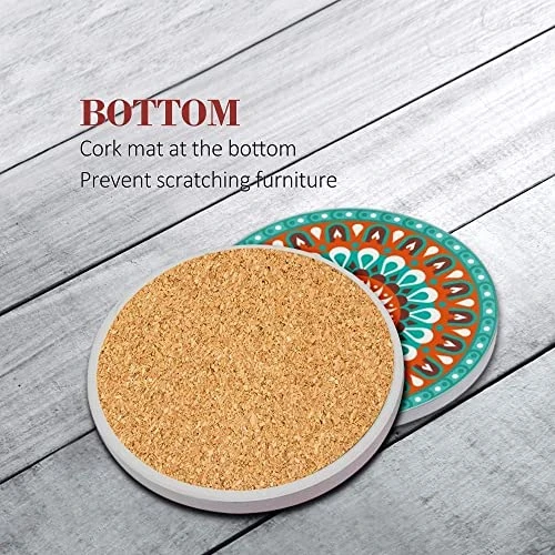 Absorbing Stone Mandala Ceramic Coasters For Drinks Cork Base With Holder, For Friends Funny Birthday Housewarming Apartment Kitchen Bar Decor, Suitable For Wooden Table, Coffee Table, Set Of 8 5 Absorbing Stone Mandala Ceramic Coasters For Drinks Cork Base With Holder, For Friends Funny Birthday Housewarming Apartment Kitchen Bar Decor, Suitable For Wooden Table, Coffee Table, Set Of 8 - Image 5