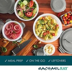 Leak-Proof Nestable Container Food Storage Bin Set, 10-Piece Square, Gray Lid -Peugeot Shop 51NEtT7kUML